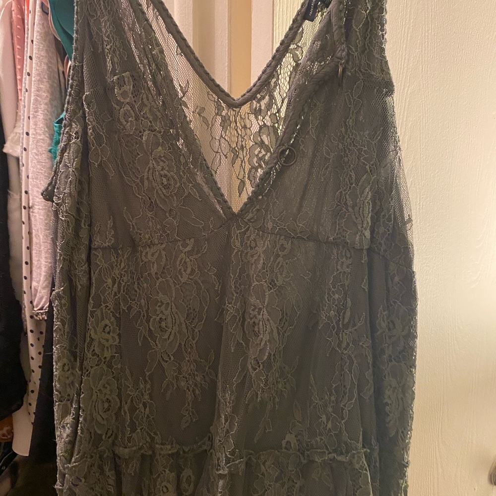 Lace green tank top